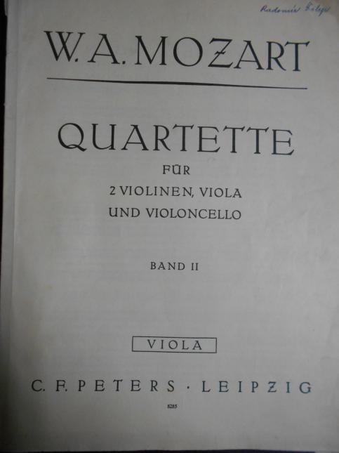 W. A. Mozart: Quartette fur 2 Violinen, Viola und Violoncello, Band II., Viola