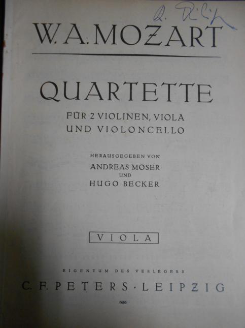 W. A. Mozart: Quartette fur 2 Violinen, Viola und Violoncello - Viola