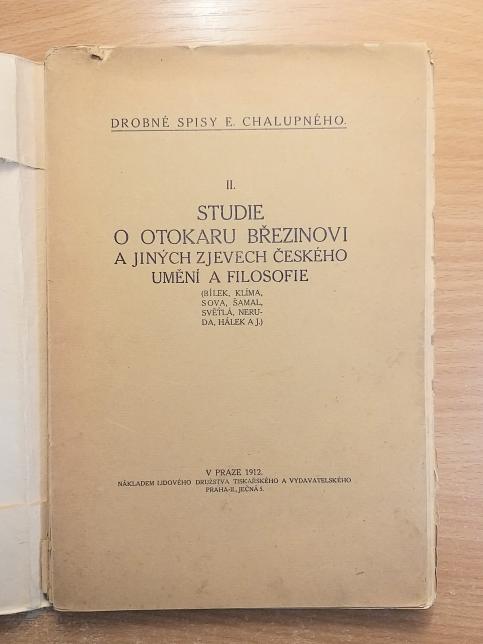 Studie o Otokaru Březinovi a jiných zjevech českého umění a filosofie