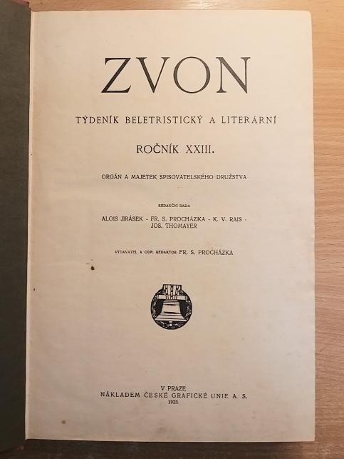 Zvon - týdeník beletristický a literární ročník XXIII.