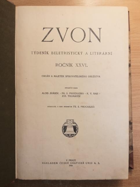 Zvon - týdeník beletristický a literární ročník XXVI.