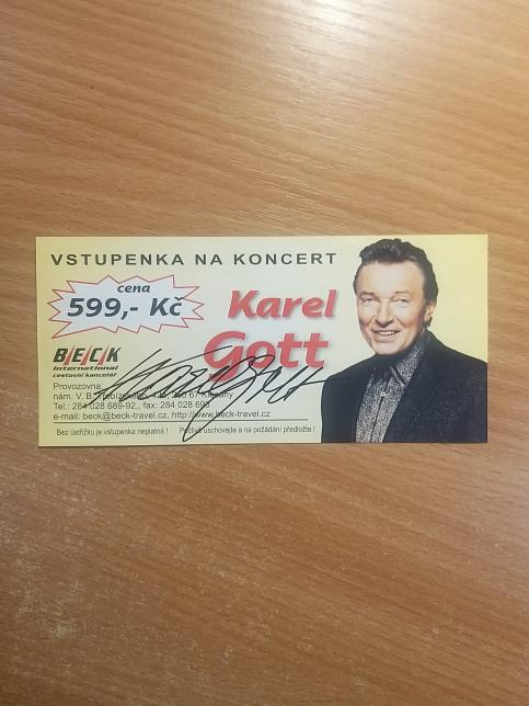 Karel Gott - vstupenka na koncert + podpis