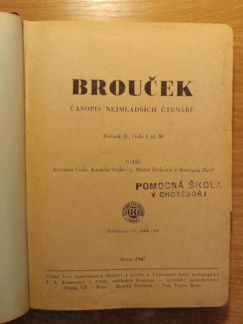 Brouček - časopis nejmladších čtenářů, ročník II., číslo 1 až 20