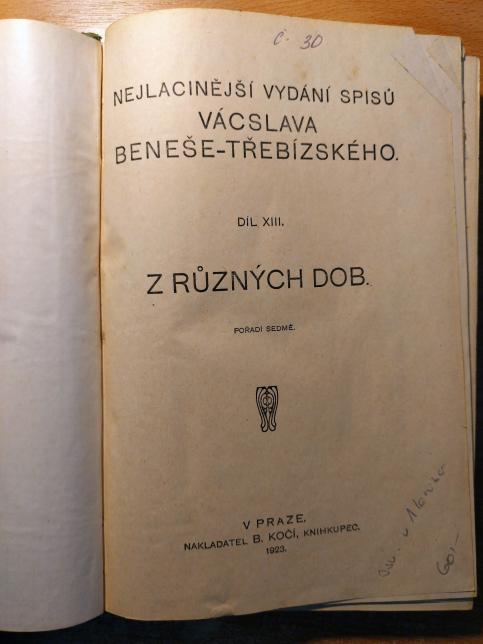 Nejlacinější vydání spisů Vacslava Beneše - Třebízského díl XIII
